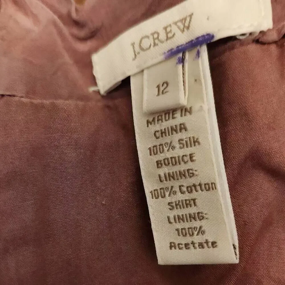 J.Crew Silk Strapless Mini Dress Dusty Rose Mauve Size 12